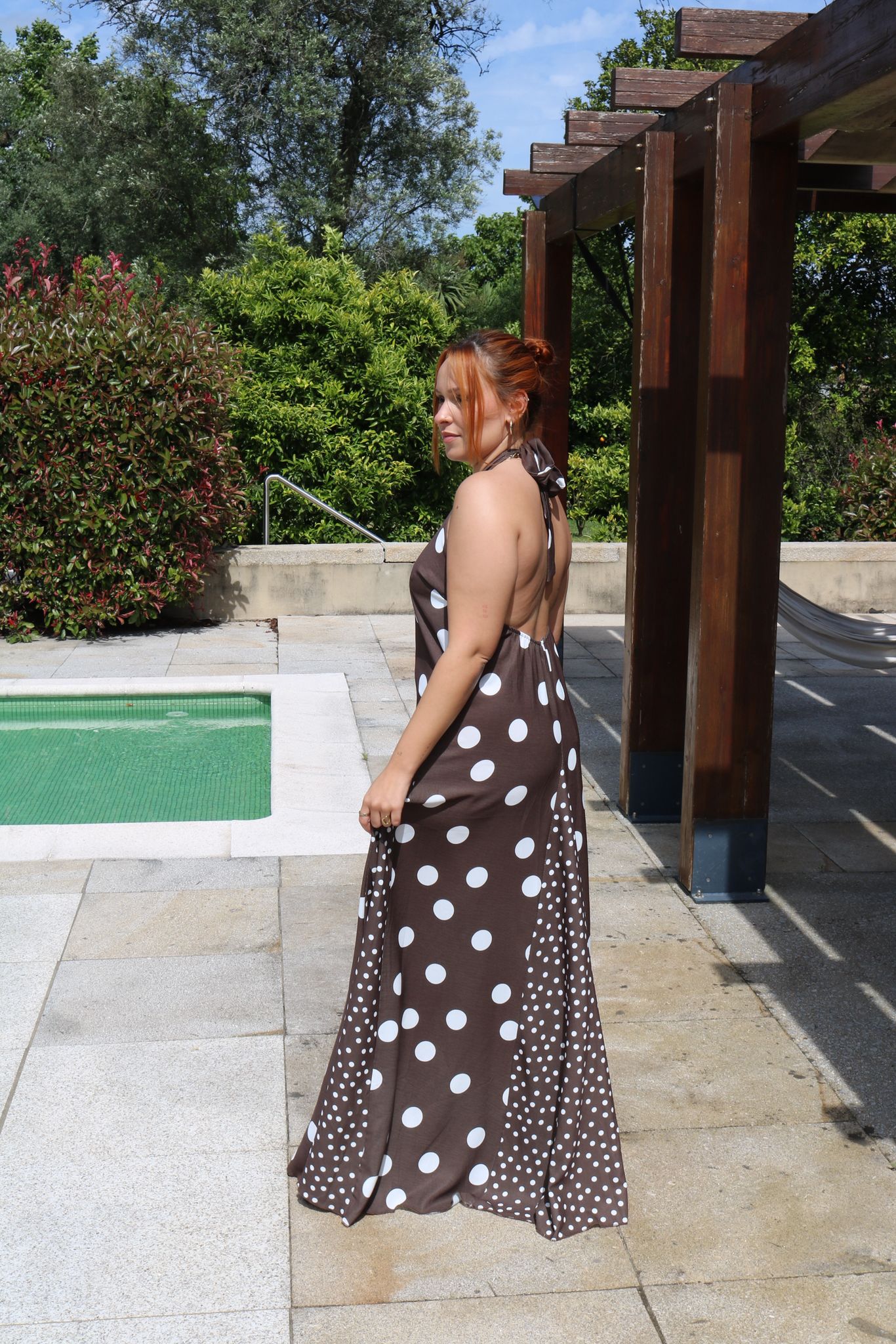 Vestido às Bolinhas Castanho