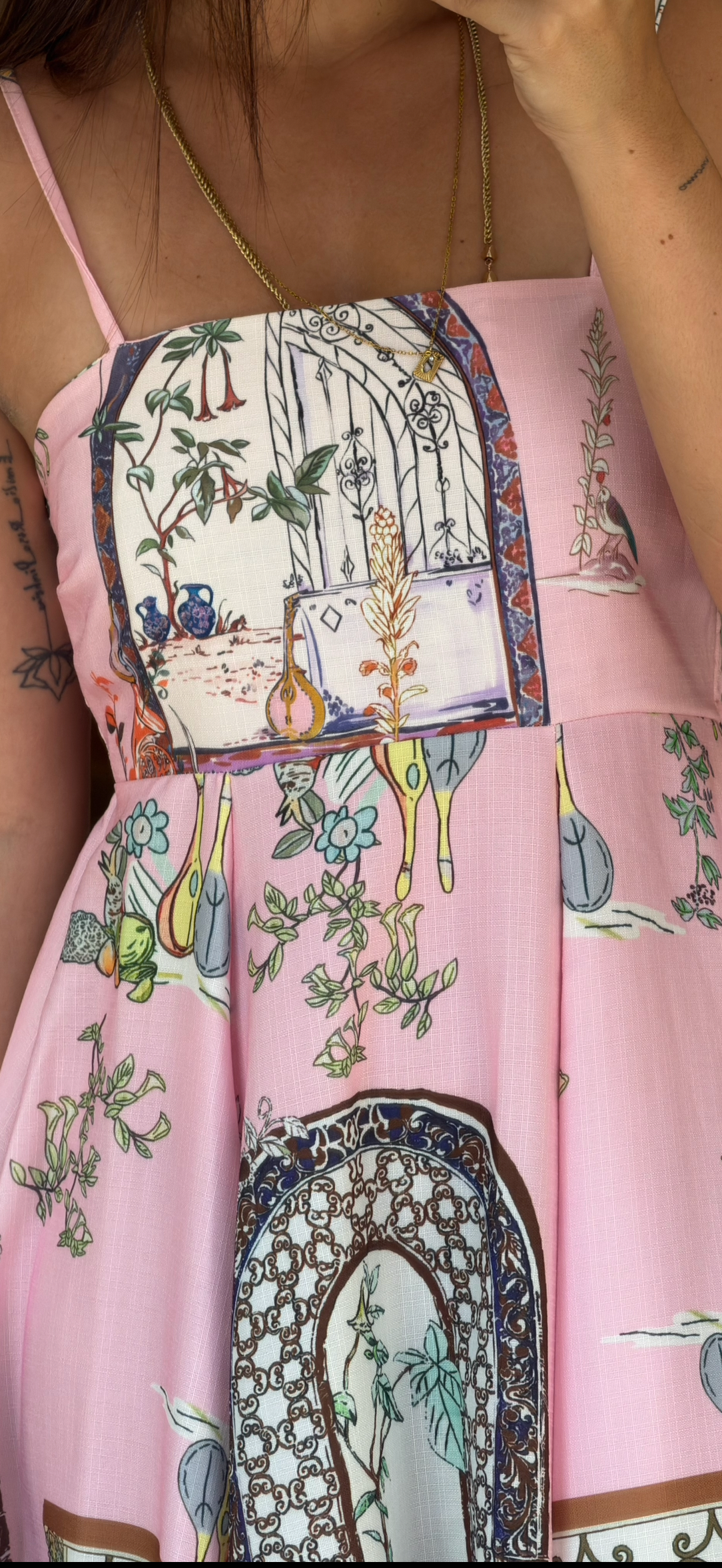 Vestido Midi Flores Rosa