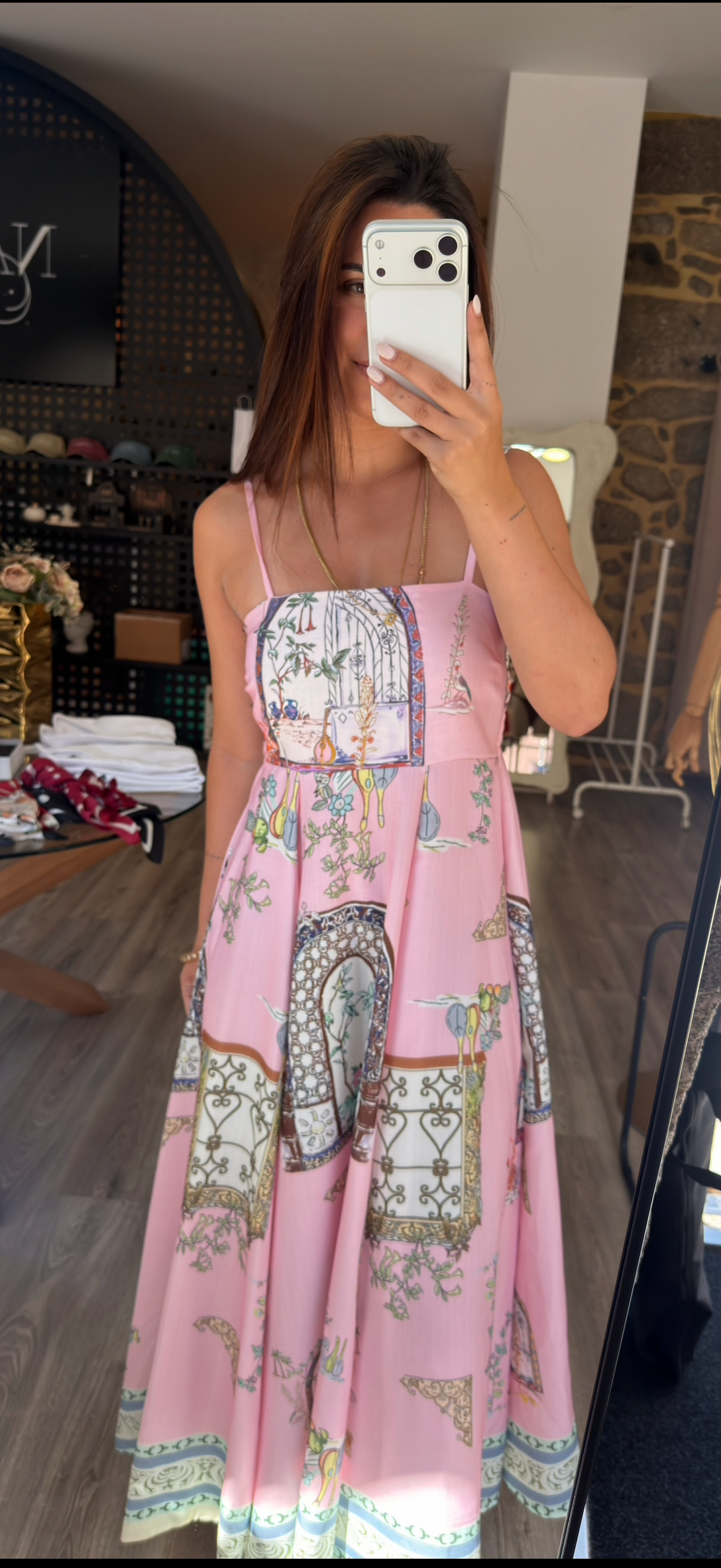 Vestido Midi Flores Rosa